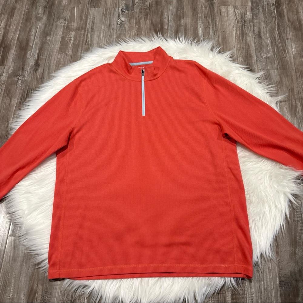 J Crew Men's Performance 1/4 Zip Pullover Shirt Size Xl Orange Stretch Active